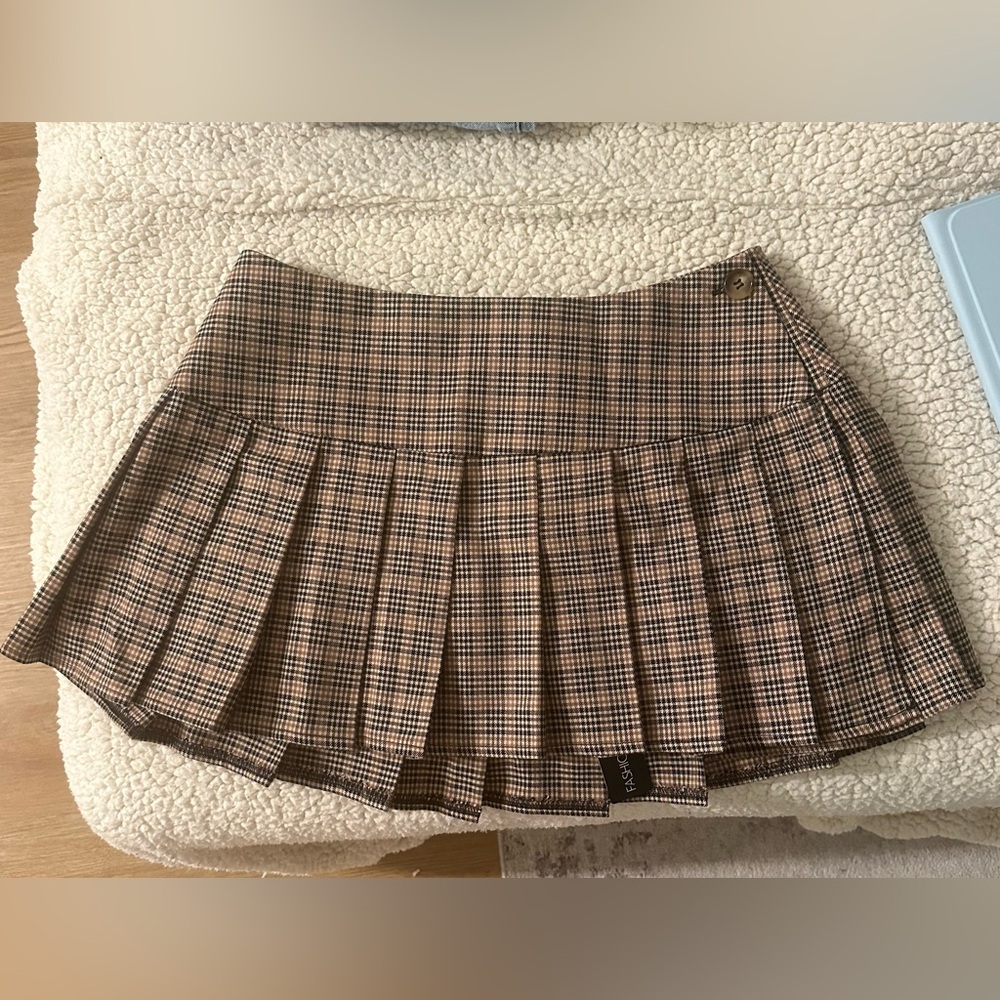 Fashion Nova Pleated Plaid Skirt